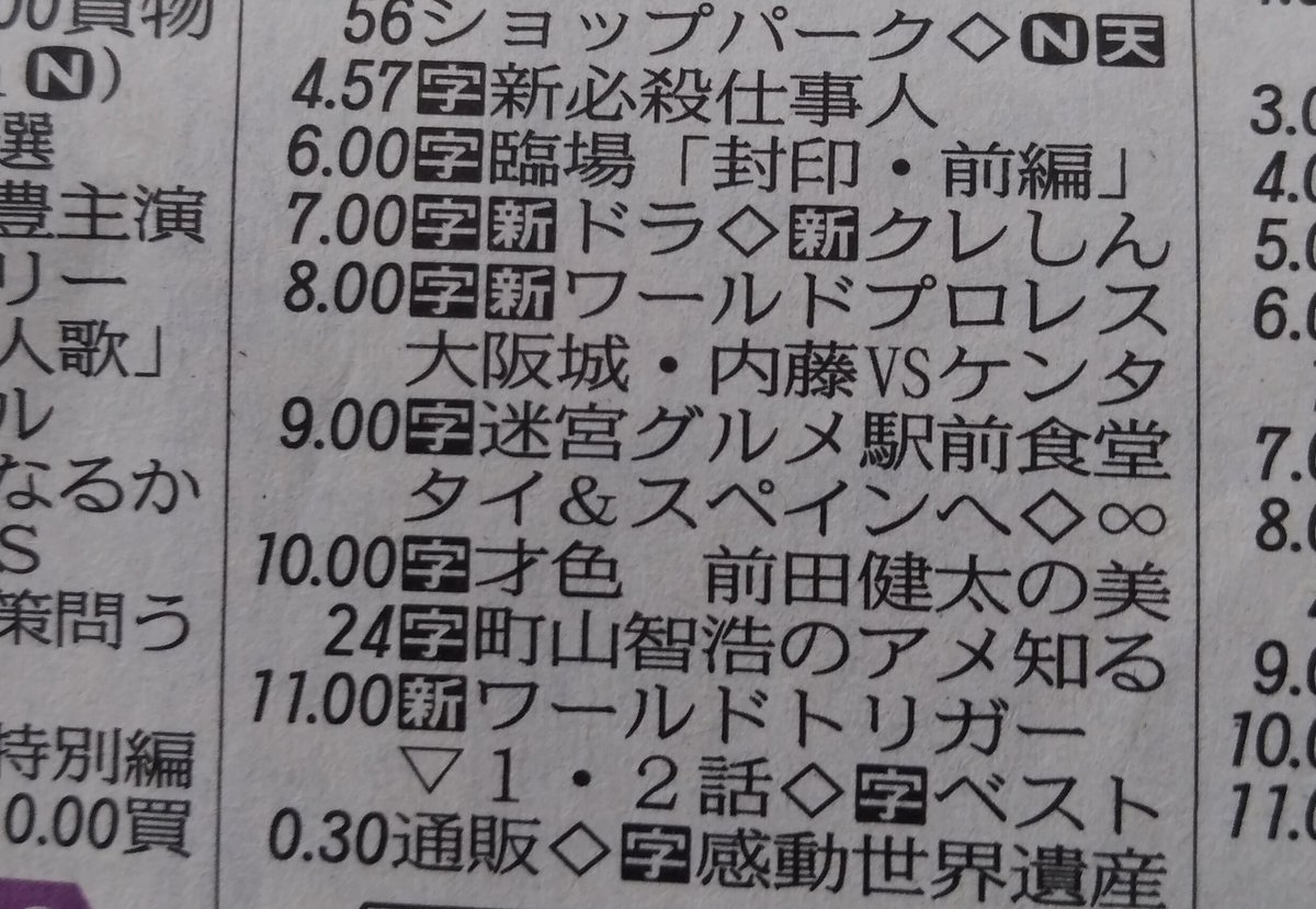 シバズケ Twitter પર ｂｓで夜７時に帰ってきたドラえもんとクレヨンしんちゃん ワールドプロレスも夜８時に Bs朝日 クレヨンしんちゃん ドラえもん