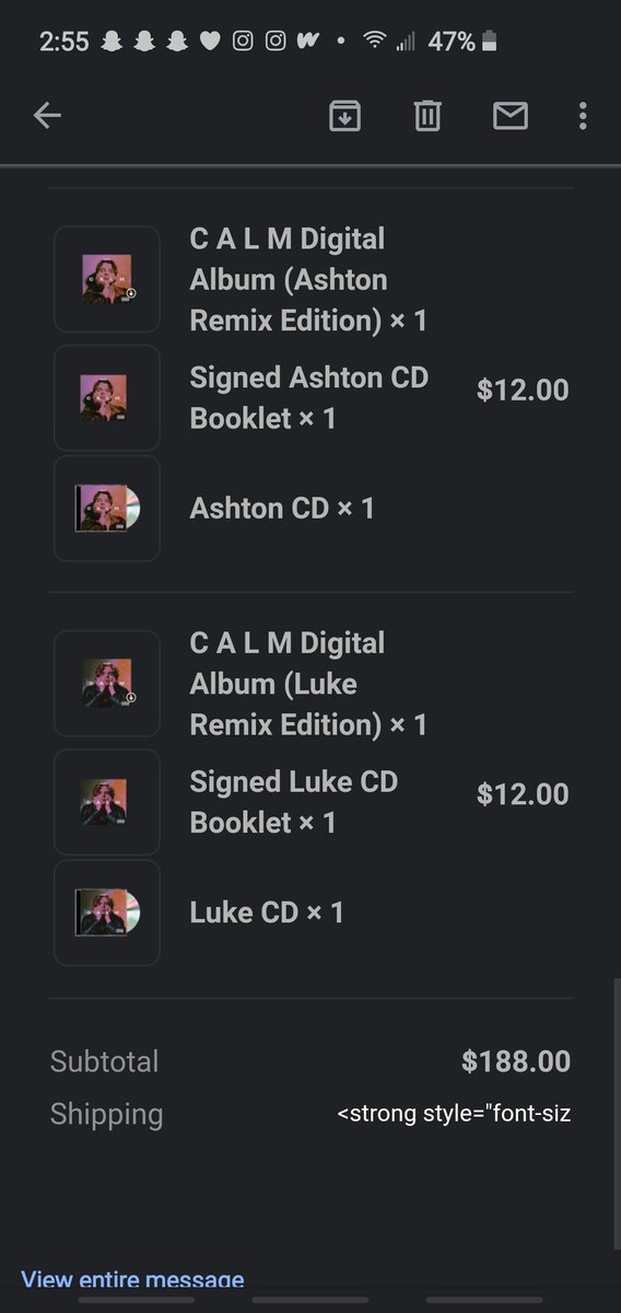 #5 - 1 Michael Long Sleeve, 1 Luke Vintage Shirt, 1 Calum Trucker Hat, 1 Ashton Flower Keychain, 1 Michael Signed CD, 1 Luke Signed CD, 1 Ashton Signed CD, and 1 Calum Signed CD