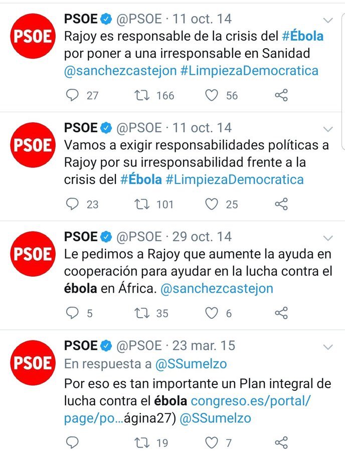 GJavalambre's tweet photo. @PSOE @SimancasRafael @eldiarioes @Mhemeroteca 
Los que pedían la dimisión del Gobierno de Rajoy por el contagio de una ATS y el sacrificio de un perro Ahora con más de 10.000 muertos y 100.000 contagiados,piden lealtad y que todo el mundo se calle
#GobiernoDimisionYa 
#GobiernoDimision https://t.co/QepNX8ozbc