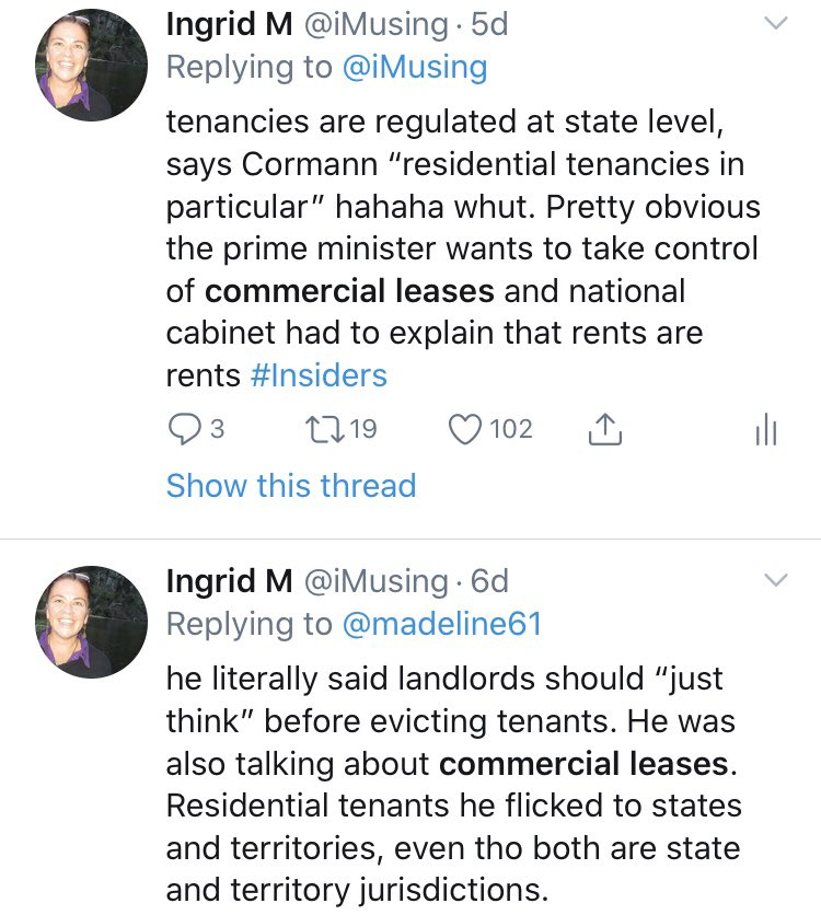 I was saying all week that Morrison has been working assiduously to disaggregate commercial from residential tenancies so as to direct policy towards business, which is his [economic] priority rather than homes, which is a social priority.