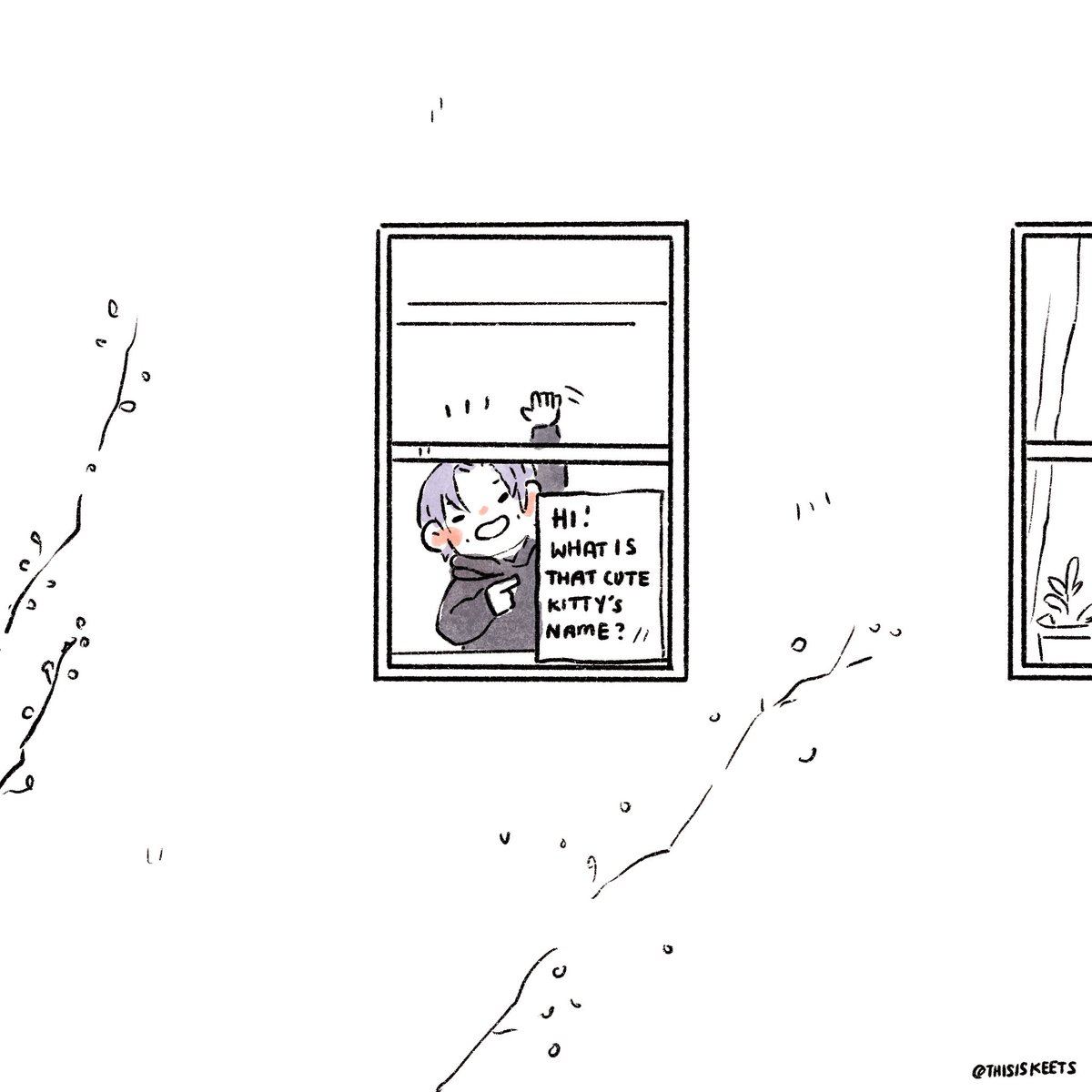 Yoonmin live in the opposite building from Namjin. They’ve never really interacted but ever since the lockdown, everyone has had more time to notice the things around them.On Day 3, Joon realises there’s a cute kitty by his neighbour’s window. #yoonmin  #namjin