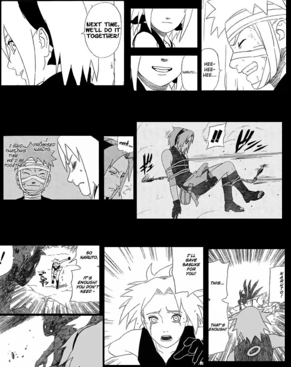 Narusaku_RJ's tweet image. for me the dynamic between NS is the best in the manga. We have moments of sadness, partnership, tension, cuteness, fun and so on. They lived through the same missions, dramas, stories and even the same goal. They made promises to each other and saved themselves.
#NSDay