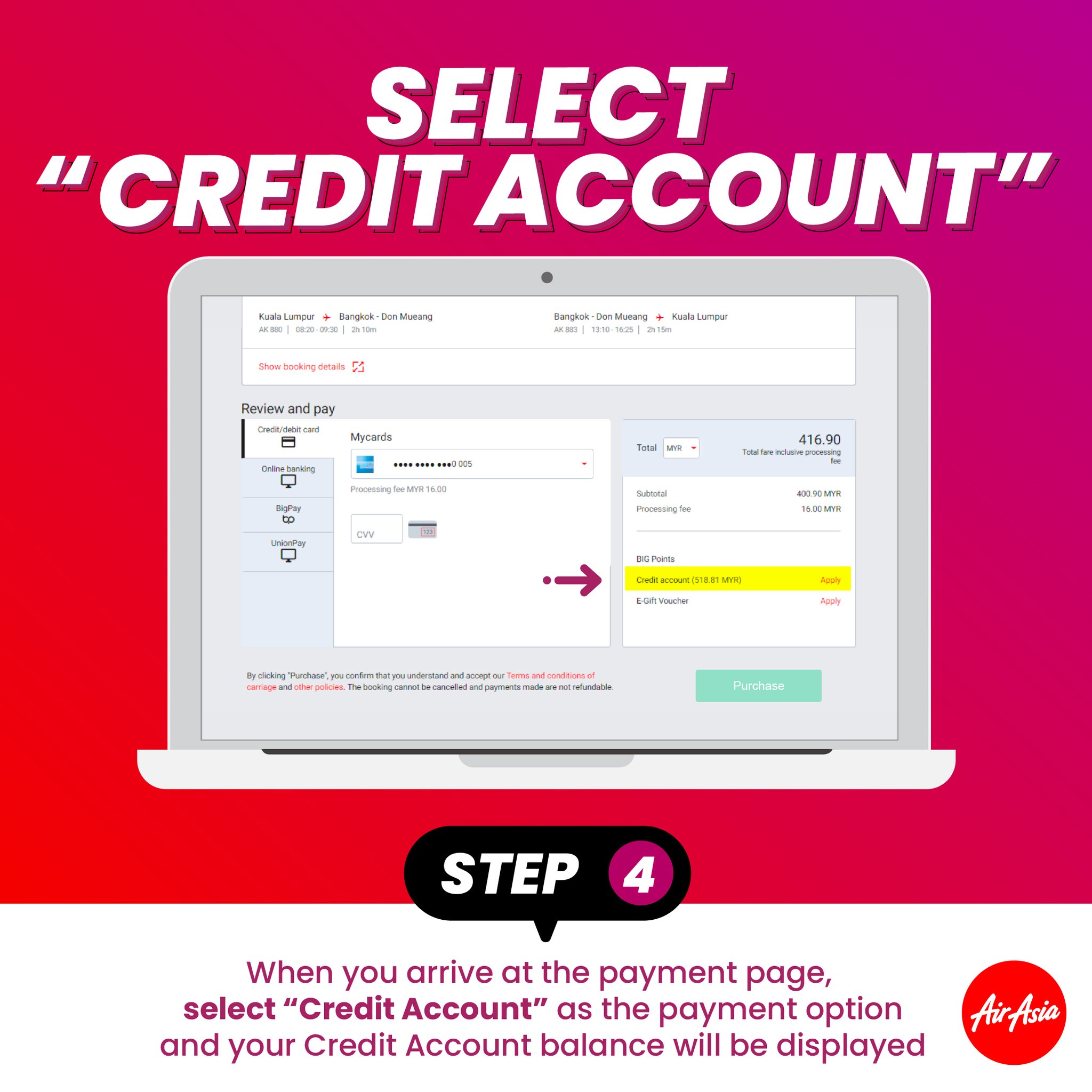 Uzivatel Airasia Super App Na Twitteru A Step By Step Guide On How To Make Full Use Of Your Credit Account For Credits To Pay For Flight Fares Baggage Allowances Pre Booked Meals Seat Selections Insurance Government Taxes And