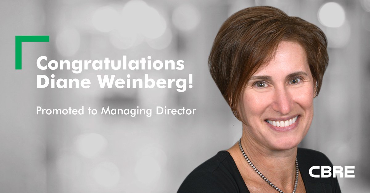 AdamPMullen's tweet photo. Please join me in congratulating Diane Weinberg on her well-deserved promotion to Managing Director for CBRE’s Greater Philadelphia region. https://t.co/ohILUFDCU7