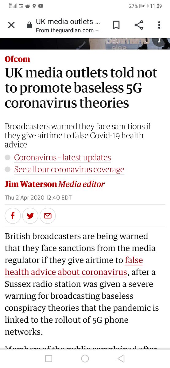 kwak_zino's tweet photo. What happened to free speech lool journalists and media outlets are facing sanctions if they question the connection between 5g and the coronivirus symptoms #covid19UK #COVID19 #CovidKMT 👀👀 if it was so baseless why u feel like u need to threaten the journalists🧐🤔 https://t.co/ShZWFBLfFr