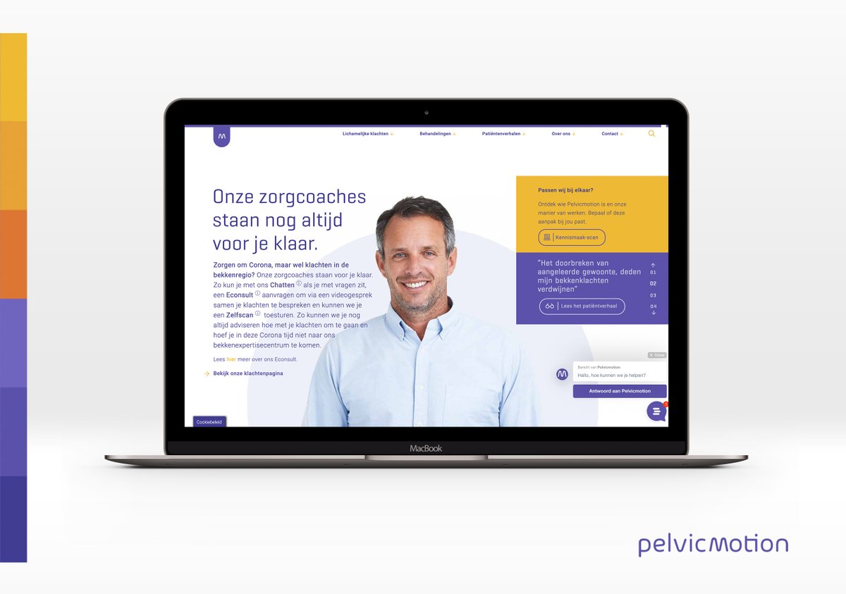 Onze zorgcoaches staan voor je klaar. Chatten via onze website, Econsult voor videobellen of vraag een zelfscan aan.
#econsult #videobellen #zelfscan #zorgcoaches #chatten #bekkenbodem #zwanger   #darmproblemen #plasproblemen  #chronischepijn #bekkenexpertise