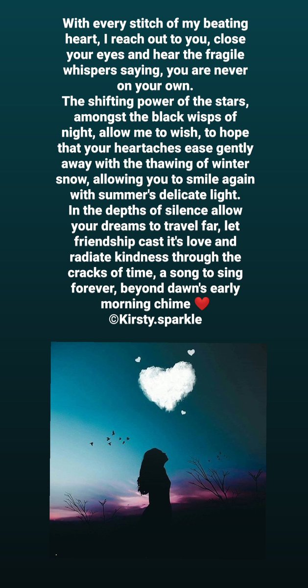 Sometimes we can all feel lost, confused &amp; alone while the world keeps spinning with every heartbeat, but please remember there is always hope in the form of kindness, friendship &amp; love. Let's all be there for each other so we will never be alone ❤️ #mypoem #poetrycommunity #love