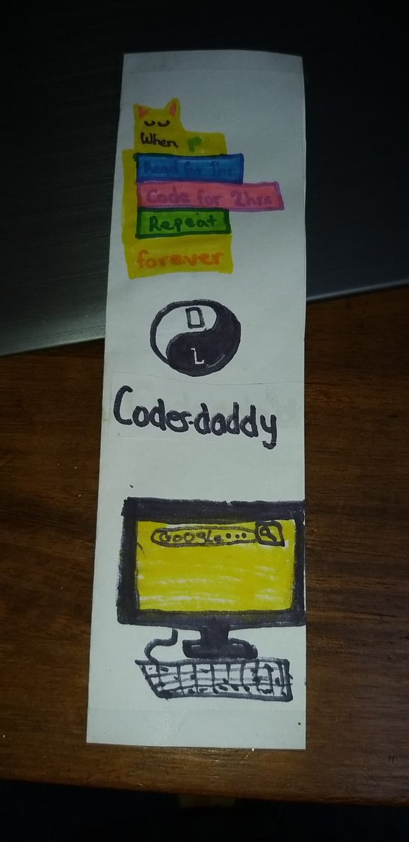Tiziano, one of our <a href="/CoderDojoDL/">CoderDojo Dun Laoire</a> ninjas, made this really cool bookmark for his Mentor dad Leonardo 👏
