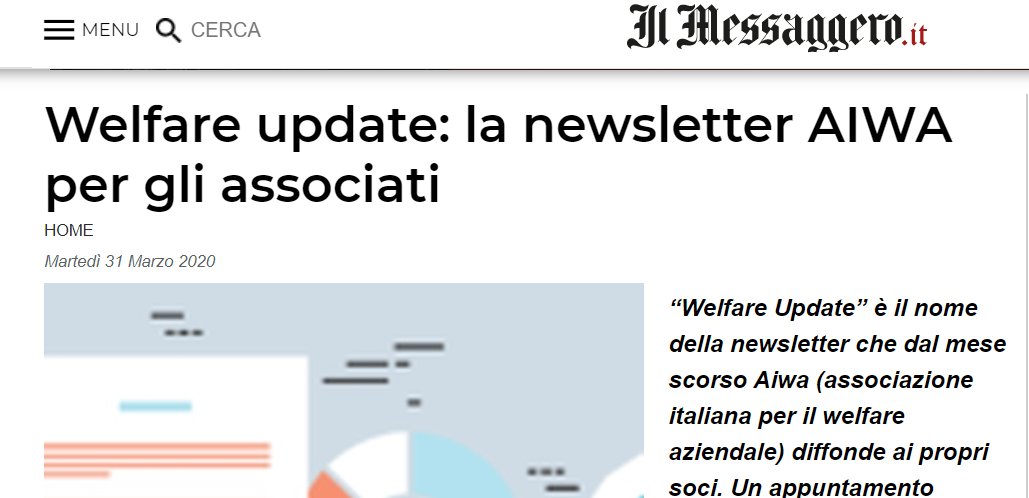 aiwa_welfare's tweet photo. Nasce #WelfareUpdate, la #Newsletter riservata ai soci #AIWA! 

Uno strumento che seleziona i contenuti di #WelfareAziendale più interessanti del mese; un canale per dar voce ai soci, divulgare materiale, appuntamenti e comunicazioni di @EMassagli.

https://t.co/xvVYl6I9k7 https://t.co/UHPGY65ZXm