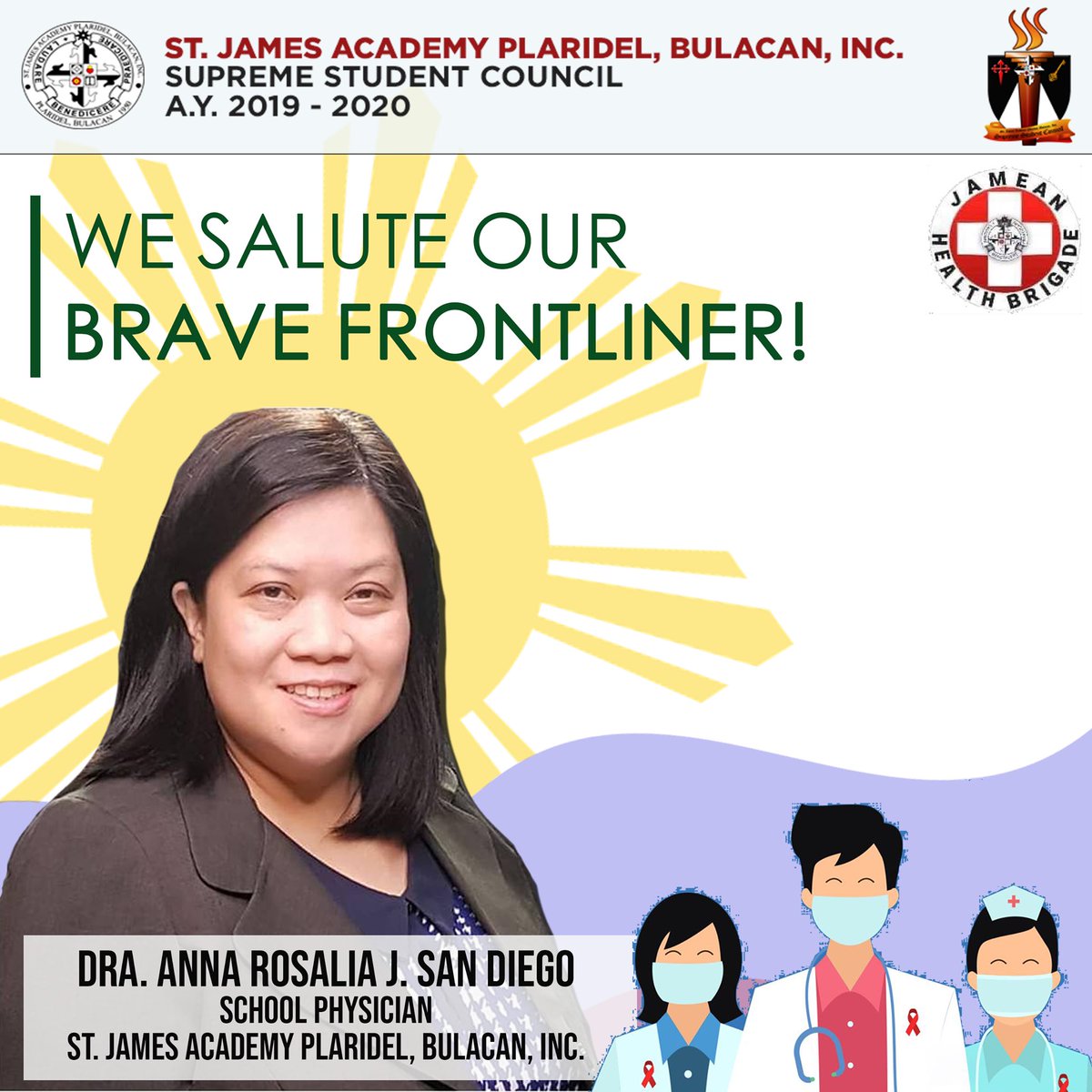 SJAPSSC's tweet photo. Jameans, let us give thanks and highest respect to our personnels who are doing their job with dedication and compassion for the welfare of the society!

Thankyou Our Brave Frontliners &amp; Blessed be God forever! 🙏♥️

👩‍⚕️👨🏻‍⚕️🧑🏾‍🚒👮🏻‍♀️👨🏼‍🔬👩🏽‍🔬

#WehealasOne
#lakingSiena https://t.co/WpDpwy1F3L