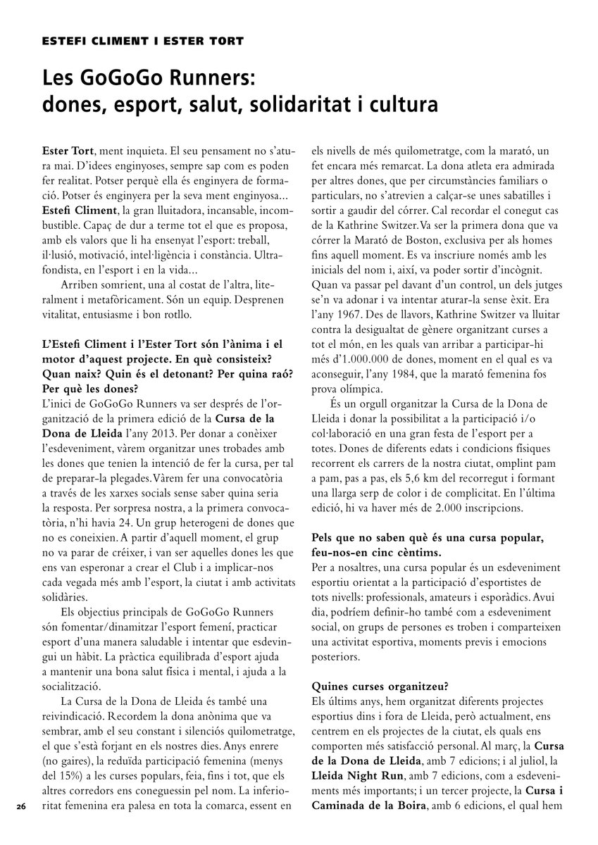 PLEC18's tweet photo. Hem pensat que podríem posar el nostre granet de sorra, en aquests dies difícils, compartint continguts de les nostres revistes. Comencem per l’entrevista a les @GoGoGoRunners de la 25. Són 6 pàg. Les pengem en un fil...
1de2 https://t.co/rJuxy8jhyo