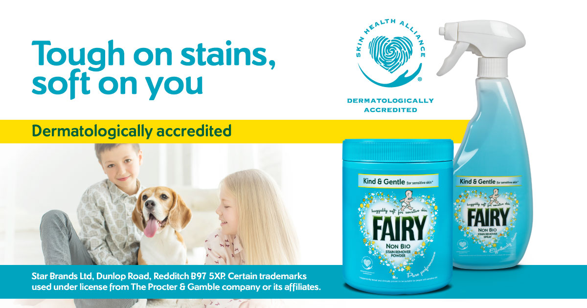 fairylaundryaid's tweet photo. Complete your Fairy laundry range with Fairy Non Bio Stain Removers! Available in a powder and a handy spray for tough stain removal. #toughonstains #fairylaundryaids #starbrandsltd #dermatologicallyaccredited #forsensitiveskin https://t.co/zh5dzNbGvm