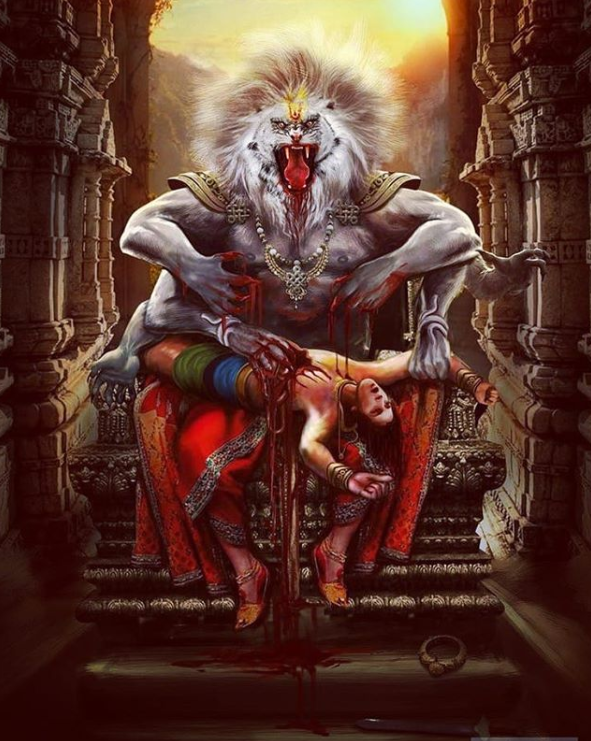 Bhagwan Vishnu`s third avatar was the fierce Narasimha avatar. As per the Agni Purana, the demon Hiranyaksha the king of the Asuras who can been slain by Varaha or the third avatar of Vishnu had a bother called Hiranyakashipu #TeamLostTemples  @LostTemple7  #Thread