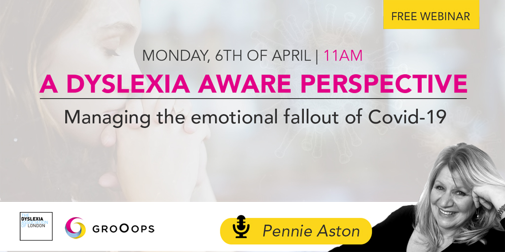 We're working in conjunction with <a href="/Dyslexia_London/">Dyslexia London</a>  on a series of FREE webinars to offer support to people with #dyslexia who are struggling with the emotional challenges of #covid19. Founder of #GroOops, Pennie Aston, will facilitate. Join us on Monday.

bit.ly/33NXTWC