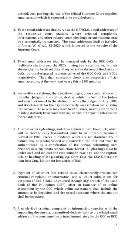 abogadosph's tweet photo. Implementing Circular of SC AC 33-2020 on Electronic Filing of Criminal Complaints and Informations, and Posting of Bail @SCPh_PIO 
Key points:
✅ All Clerks of Court required within 24 hours from today required to create their respective email address https://t.co/lu04BtEBa4
