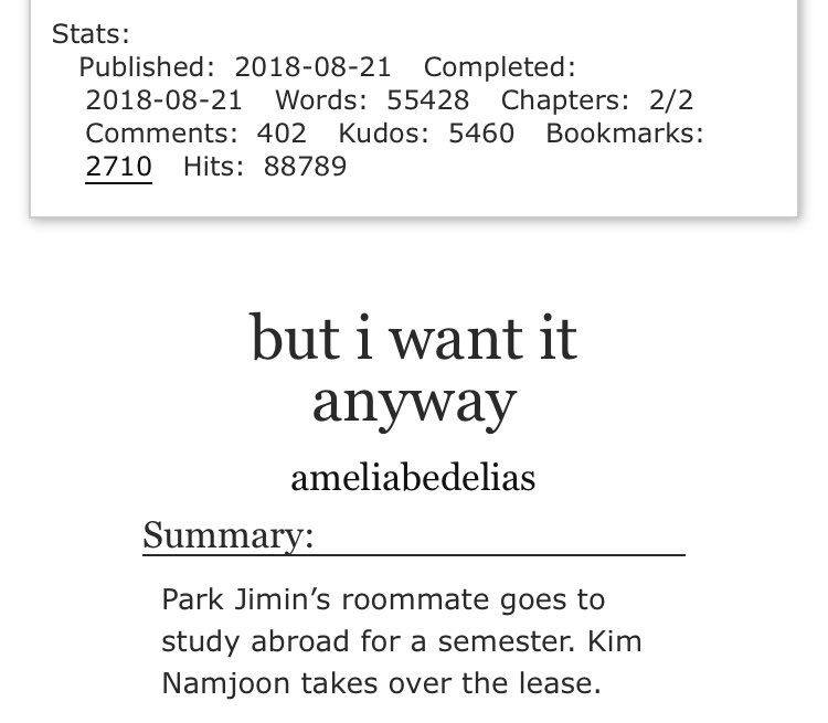 1. but i want it anyway (ameliabedelias) ➳ 55k