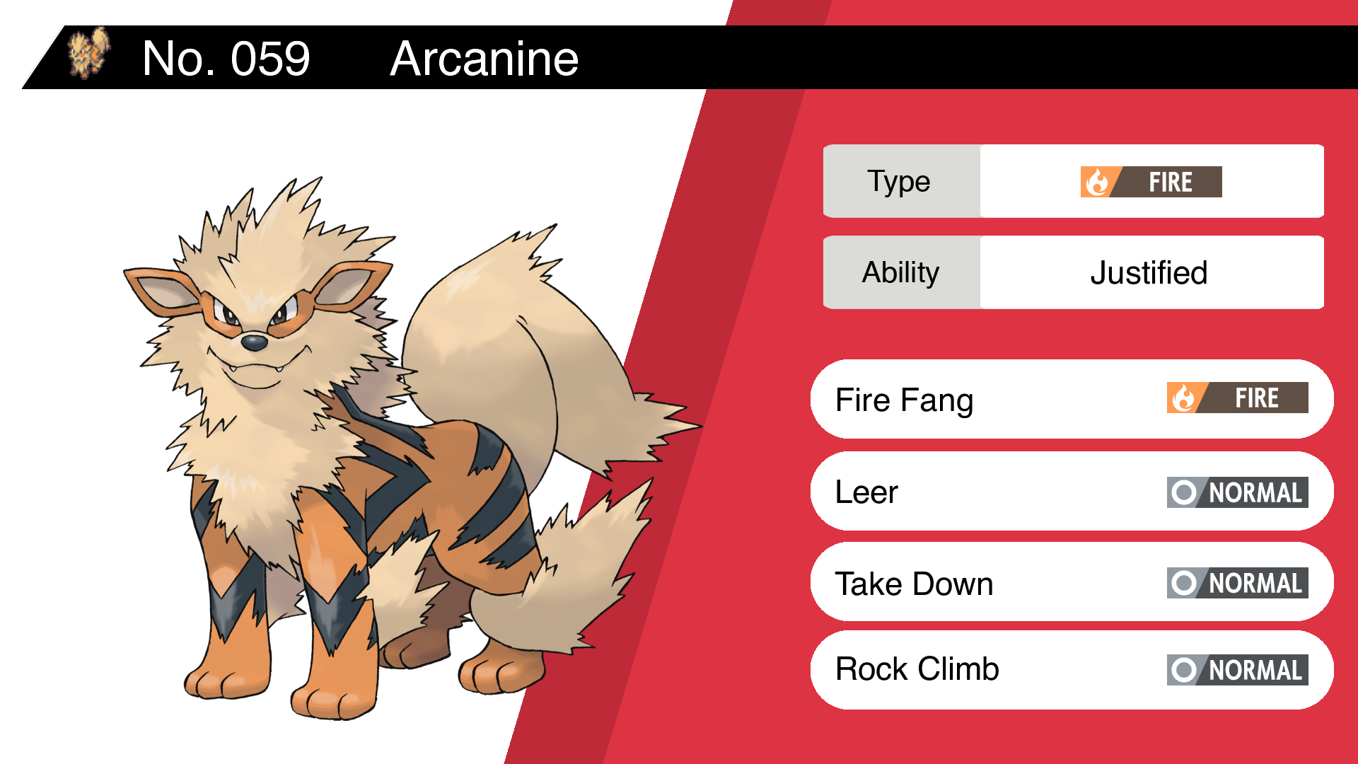 Random Pokemon Bot on X: “Arcanine Ability: Justified Moves: Fire 