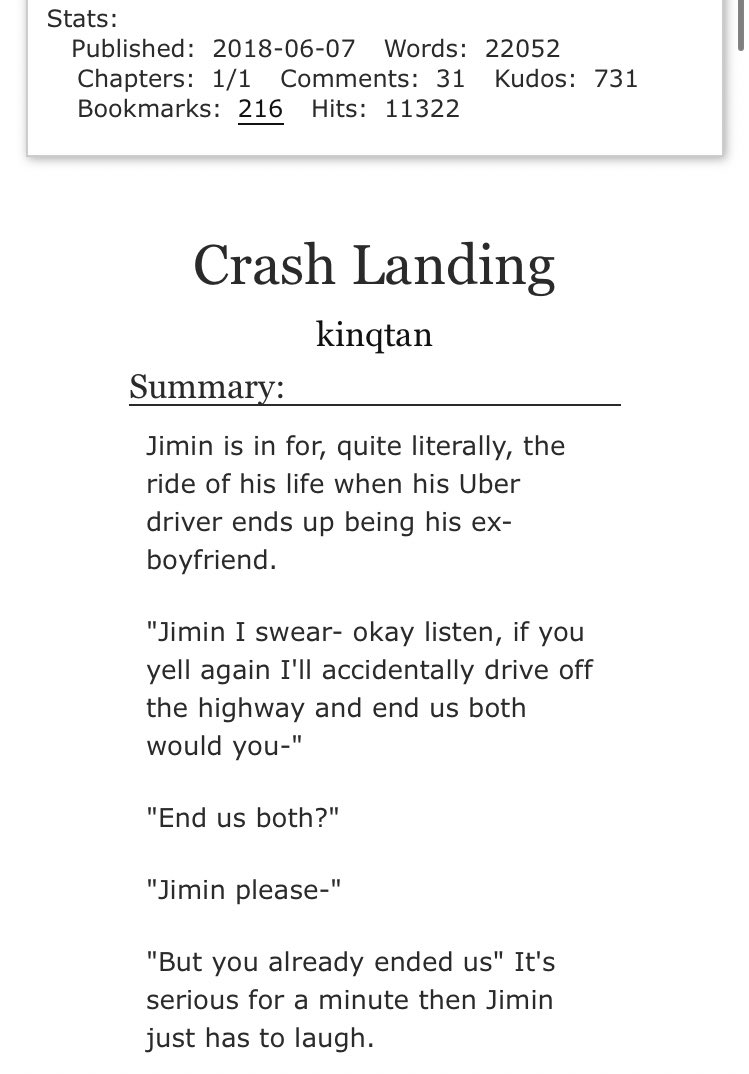 5. crash landing (kinqtan)➳ 22k