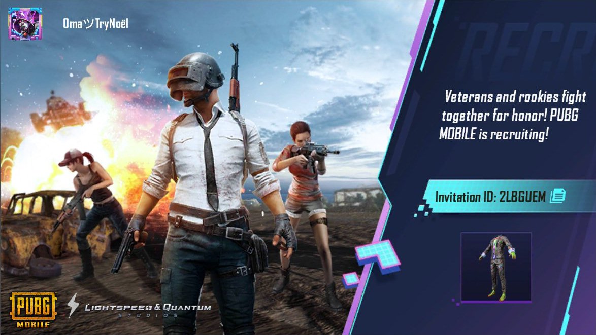 eNTri_13's tweet photo. Veterans and rookies, fighting together for honor! PUBG MOBILE is recruiting rookies now! My invitation code: 2LBGUEM. https://t.co/LeUo4UC9jY https://t.co/aWG5soEf31