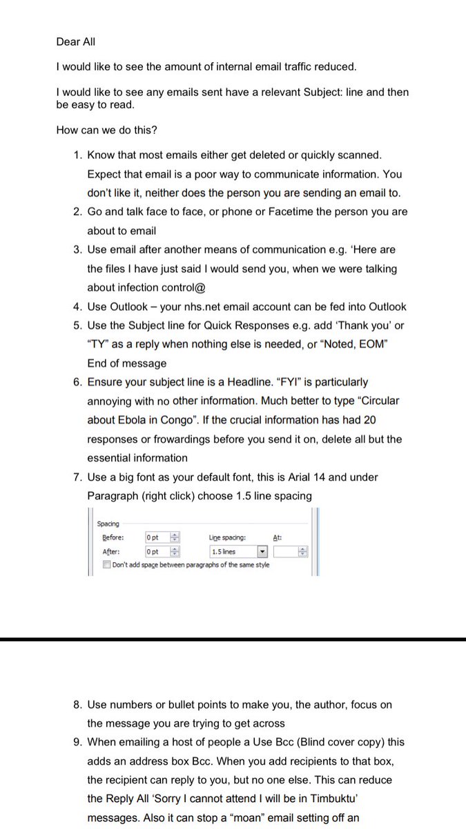 1) My plans from months ago on how to cut down email traffic  https://www.dropbox.com/s/3x46nns4mbyulof/How%20to%20cut%20down%20email.pdf?dl=0 2) Went disregarded by local and regional  #NHS3) Could still help save the day during and after  #Covid19 4) Your Country needs you to Change your email format & behaviours today @PAG1962