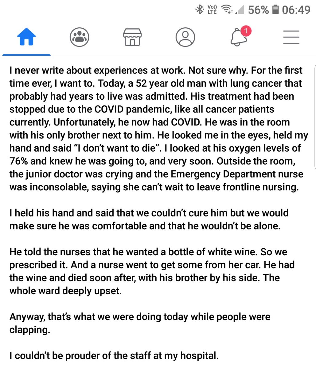 Old school friend is a frontline A&amp;E doctor. Brutal.