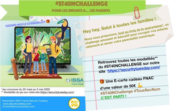 ISSA_France's tweet photo. ���Vos enfants passent du temps devant leurs écrans ? 
..Ce n’est pas le moment de partir en croisade 😉 Au contraire ! 💪Profitez-en pour vous intéresser à leur vie numérique 👨‍👩‍👧‍👦🌐proposez-leur ce #st40nchallenge ! 
#TousMobilises 
https://t.co/Nsnvf6JdoX https://t.co/H6JgLENprJ