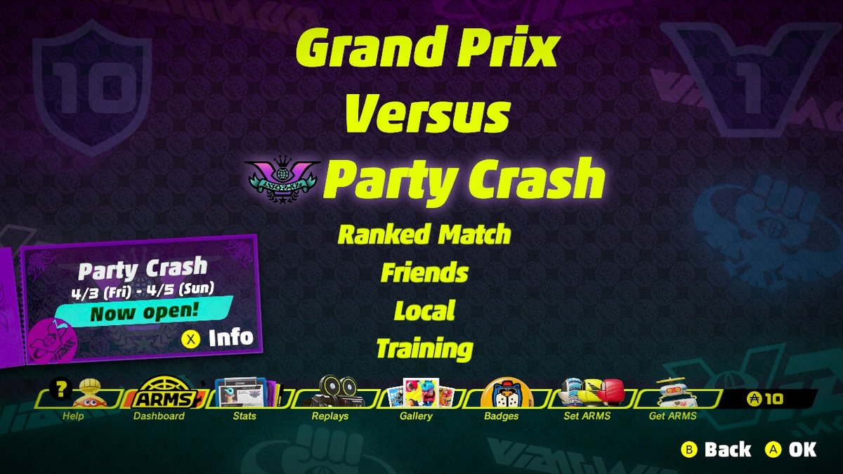 Bennyttek's tweet photo. The Party Crash has started! #ARMS #PartyCrash #NintendoSwitch https://t.co/Er1OmC8D4O
