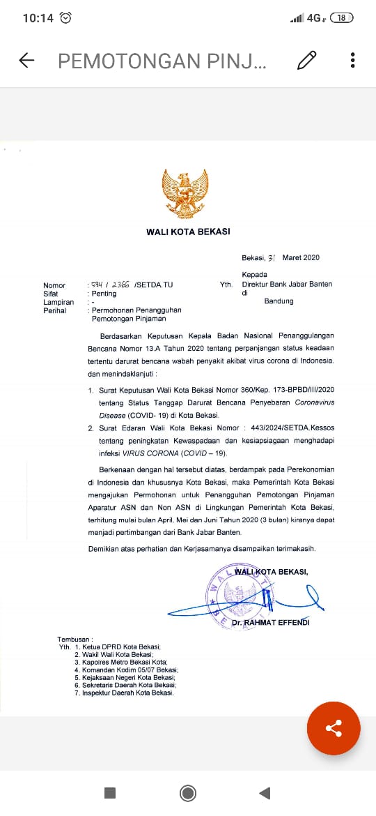 Andai az semua pimpinan daerah seperti ini, sungguh bijak, semoga panjang umur dan berkah aamiin.. #COVID19 dan semoga semua bank juga bijaksana <a href="/ojkindonesia/">OJK Indonesia</a>