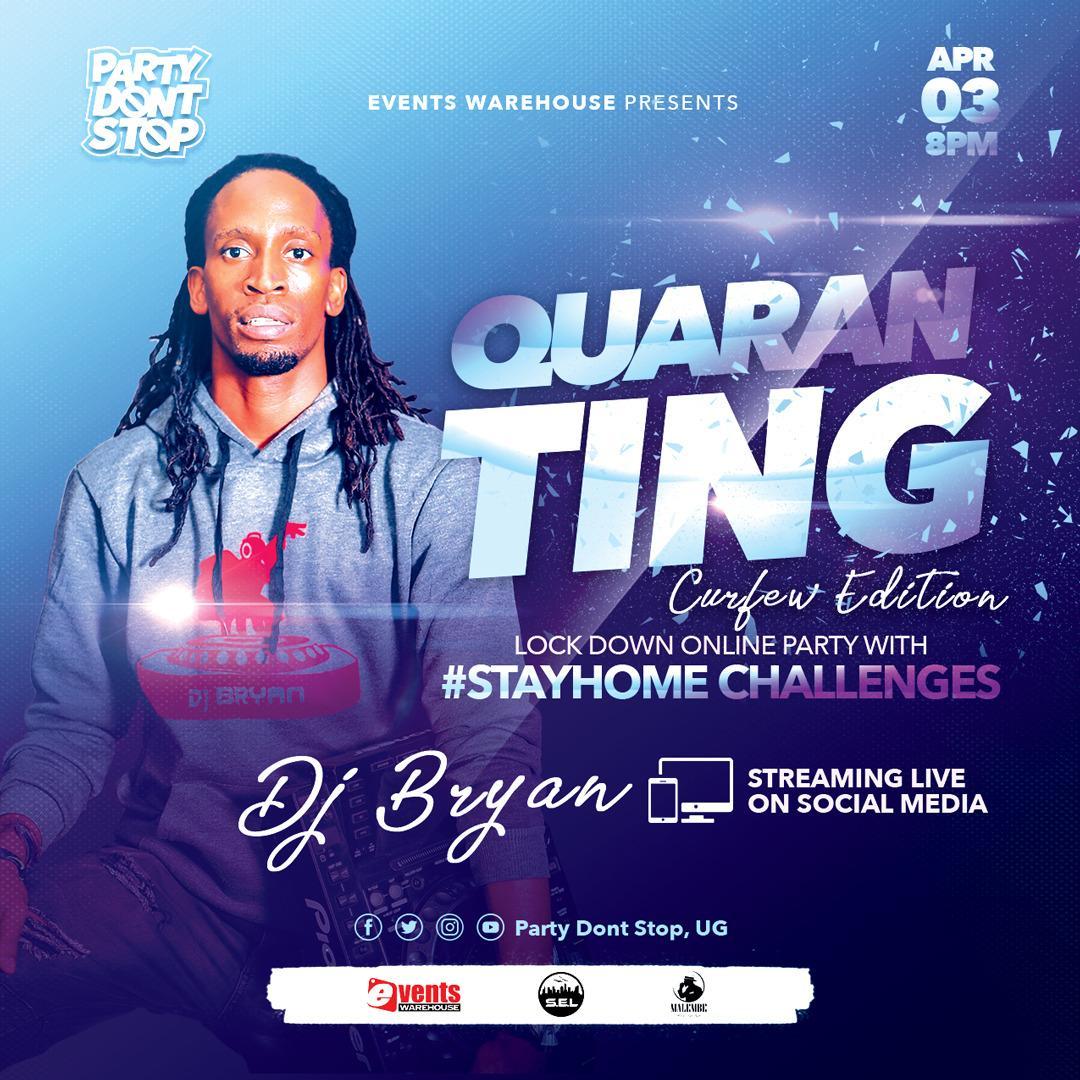 SseseNation's tweet photo. Who said we can't partee during curfew season? Join @DJ_Ssese, @deejay_alza and @Deejay_Bryan for the lockdown online party and bring some fire to this quarantine. #StayHomeChallenges #SseseNation #ItsAlwaysAPartee https://t.co/oB7TyfFZeT
