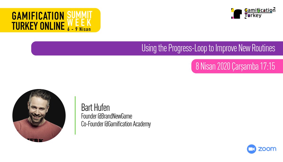 gamification_tr's tweet photo. Bart Hufen (@BartHufen)  "Using the Progress-Loop to Improve New Routines" başlıklı konuşması ile 8 Nisan Çarşamba günü 17:15'te bizlerle birlikte olacak.
#Gamification #Oyunlastirma #GTOSW https://t.co/Lok8An1QTp