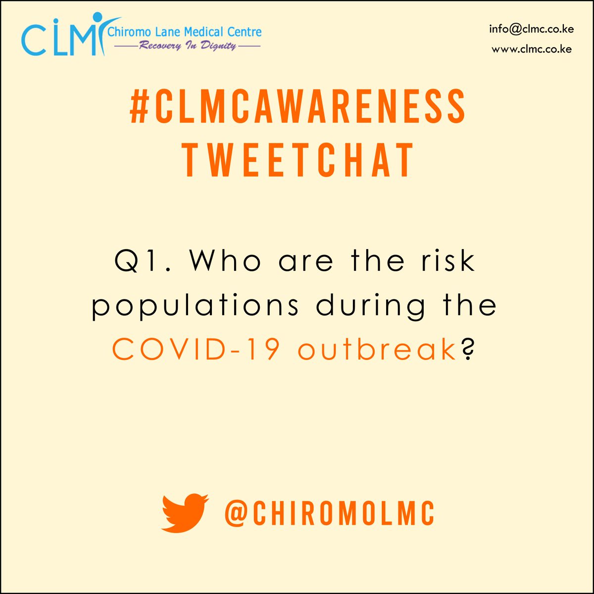 ChiromoHospGrp's tweet photo. #CLMCAwareness Q1. Who are the risk populations during the #COVID19Pandemic ?

#CoronavirusPandemic #COVID19Kenya #FridayFeeling https://t.co/nC17WNBUbf