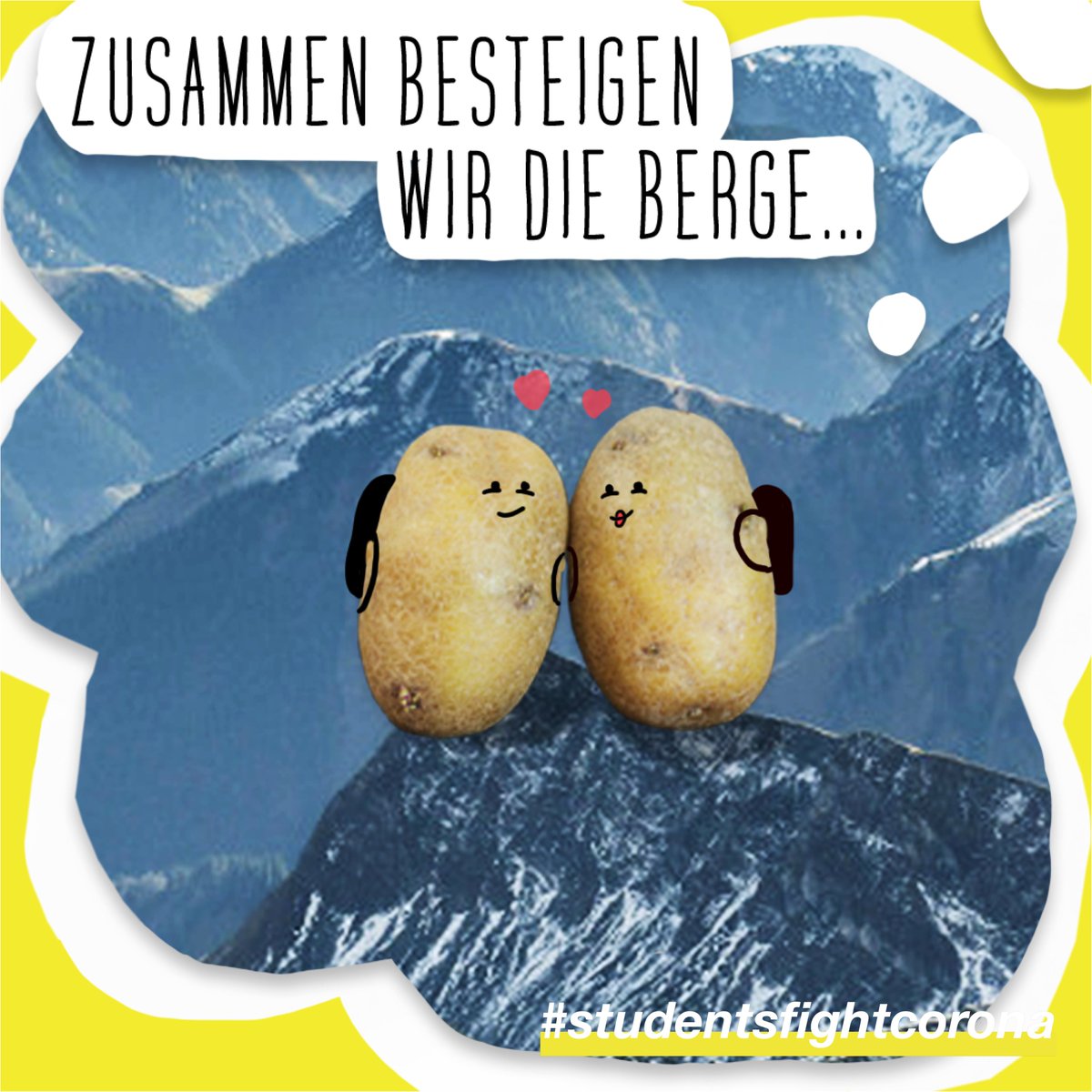 studentsXcorona's tweet photo. Sport in Zeiten des #Coronavirus? Was unmöglich scheint, wird wahr: Mr. Couch Potato findet seine Motivationsquelle. 1/2 

#couchpotato #love #sport #bergsteigen #träume #held #hero #motivation #aftercorona #coronaart #CHvsCOVID19 #studentsfightcorona https://t.co/3hIOg0TpRz