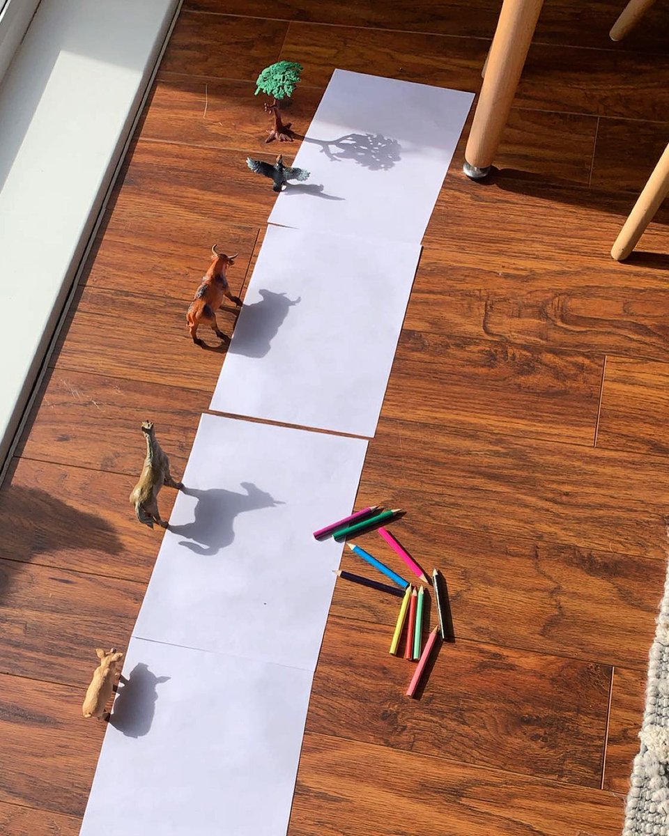 TODAY’S ACTIVITY – SHADOW DRAWING
All you need is some paper, some models or toys, colouring pencils and a bit of sunlight.

📷 Credit: Stacey Dixon

#DailyActivity #LockdownActivities #ShadowDrawing