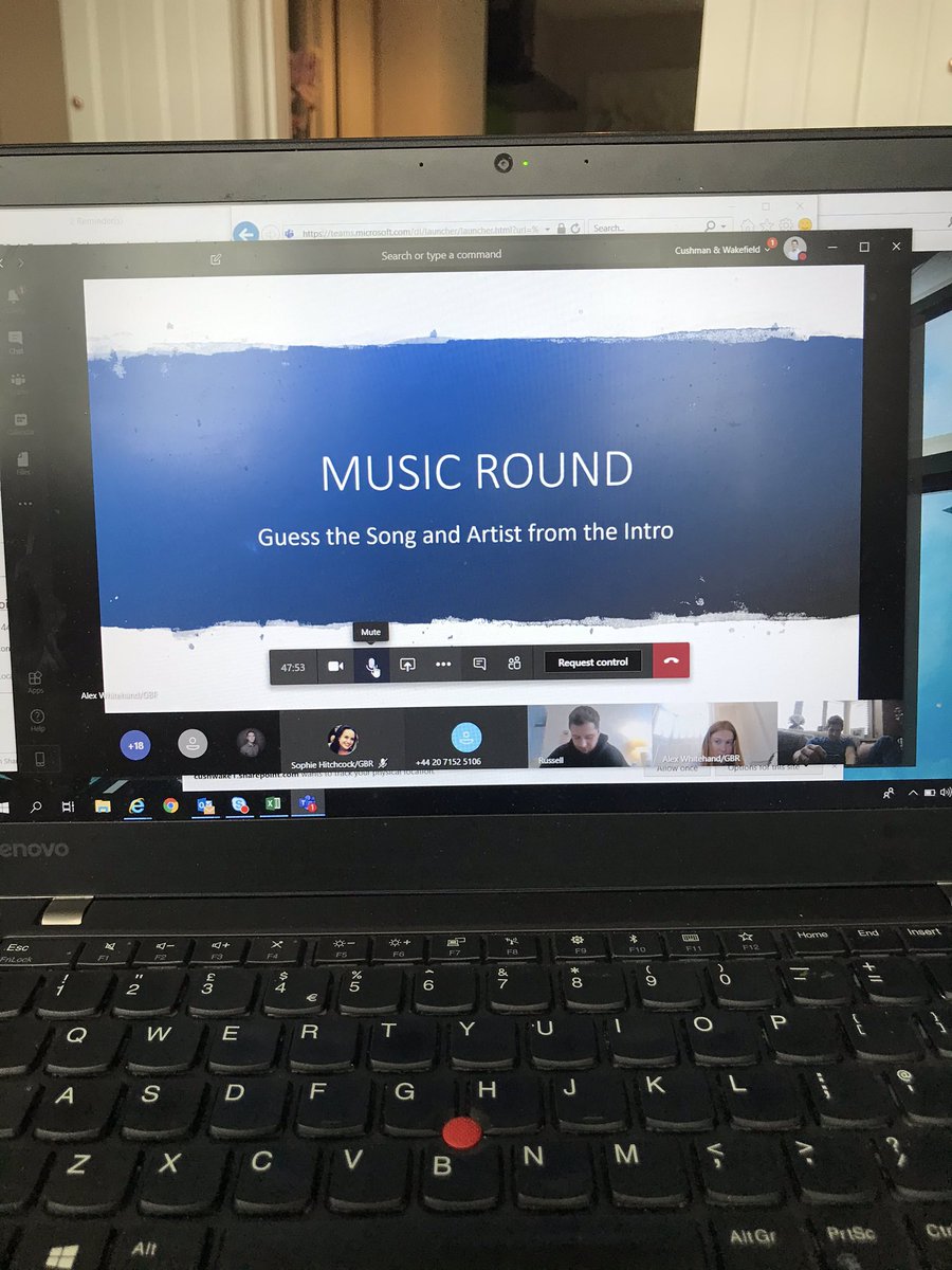 Thanks to @alexwhitehandCW <a href="/RussellHomer8/">Russell Homer</a> and Julian for organising the <a href="/CushWakeRtailUK/">C&W UK Retail & Leisure Team</a> team quiz last night before the #ClapForTheNHS Enjoyed the music round!