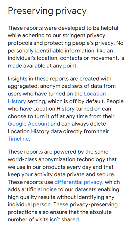 Here's the bit where Google explains how this isn't creepy (which I'm iffy about, but having said that, I'm using live busyness data from Google search results to time my supermarket shops so I'm a hypocrite)