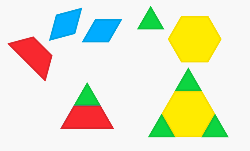 MathsCirclesOz's tweet photo. Using only the hexagon, trapezoid, rhombus and triangle blocks...
.
.
Can you build a triangle with exactly 5 blocks? 
.
.
What about 10 blocks? What about ... blocks?
.
.
Exploring this @MathforLove task using the online manipulative: 
https://t.co/HnUVcxqAFL

#MTCOZ #MTBoS https://t.co/yUP5MjD3ps