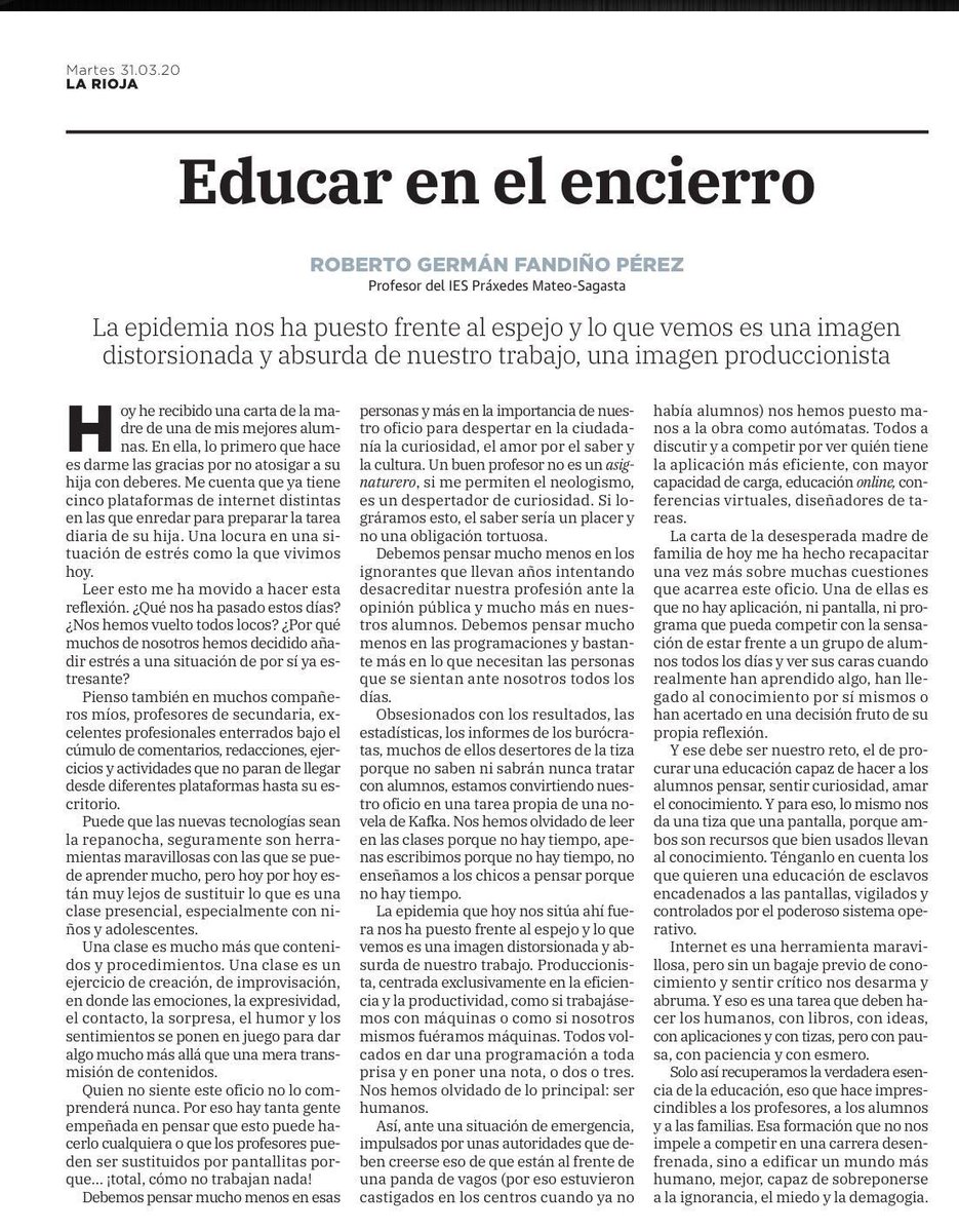 EnriqueJDiez's tweet photo. Educar en el encierro https://t.co/v5mC25SzGI