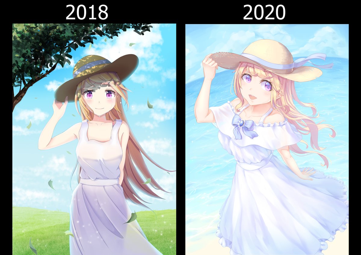 夢彩夜 お仕事募集中 Commissions Open 18 Vs Beforeandafter 夏 ドレス イラスト 女の子 青空 海 デジタルイラスト Summer Dress Sea Sky Illustration Digitalillustration Digitalart T Co Ekglmvzbot