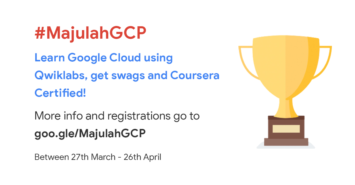 pydatasg's tweet image. Let’s #MajulahGCP!
Here is an opportunity for you to self study Google Cloud Platform technologies and more, receive #MajulahGCP swag by completing quests, and get free access to Coursera Google Cloud specialisations.
RSVP:
goo.gle/MajulahGCP
@GoogleCloud_SG