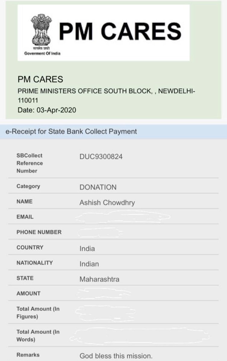 AshishChowdhry's tweet photo. A small bit from me and my family for our beautiful nation. Thank you @narendramodi sir and @PMOIndia for your work. @CMOMaharashtra and  @AUThackeray we’re with you. 
#JaiHind #IndiaFightsCorona #PMCaresFund #CMReliefFund https://t.co/RstmehiVeT