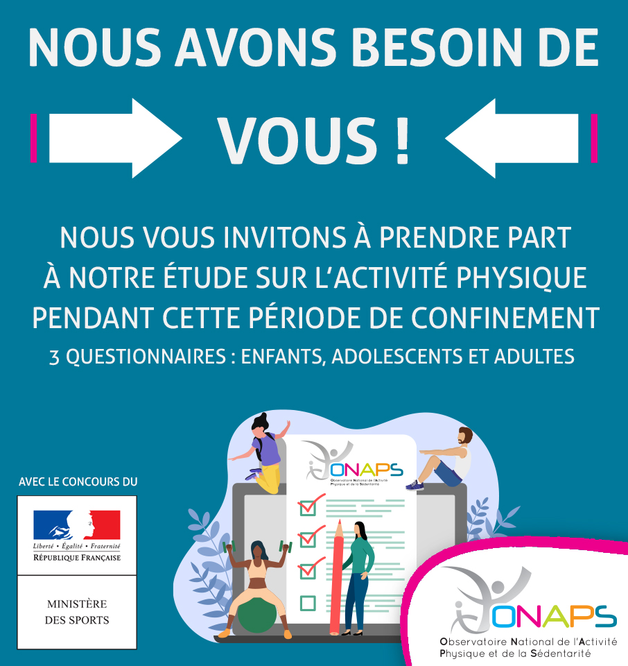 Onaps_officiel's tweet photo. Connaître l'impact du confinement pour mieux rebondir !🚨

@Onaps_officiel et @Sports_gouv vous proposent une enquête sur l'activité physique pendant le confinement : https://t.co/zqAEoVO8iS

5-10 mn pour préparer au mieux l'avenir! 🔜

🤩 Merci pour vos réponses et partages https://t.co/a2nIn8nzm0