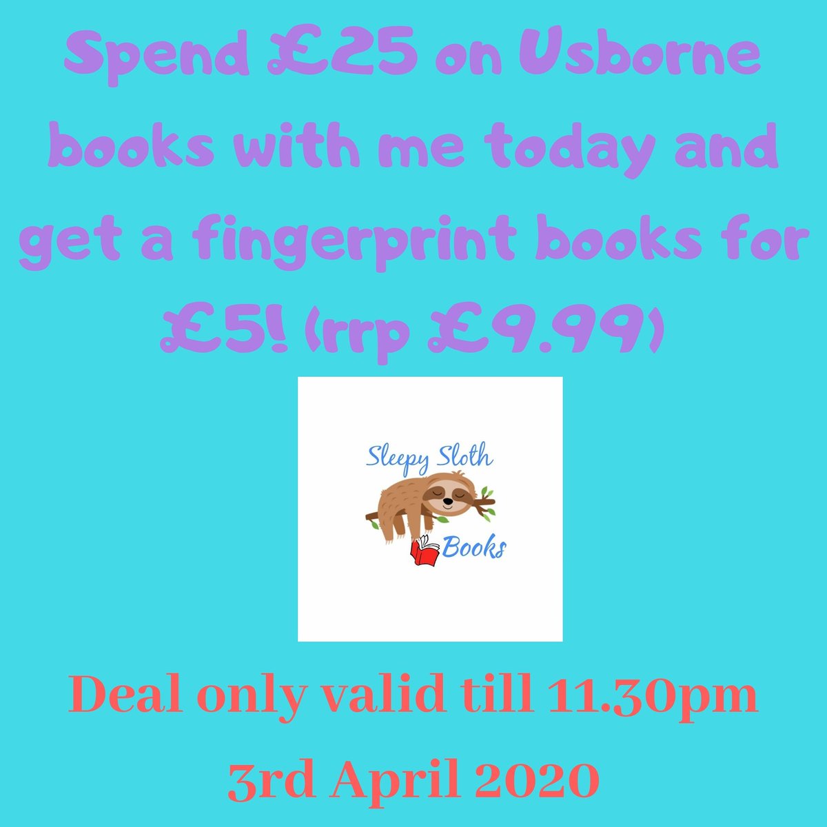 SleepySlothBook's tweet photo. To get these deals you do have to order directly through me but never fear, I can still get them sent straight to you from the warehouse! 
#sleepyslothbooks #sleepysloth #Sleepyslothspecialoffer #usbornebooksathome #usbornebooks #usborne #Fridaydeal #specialoffer #fringerprint https://t.co/LZRG0ZY6xz
