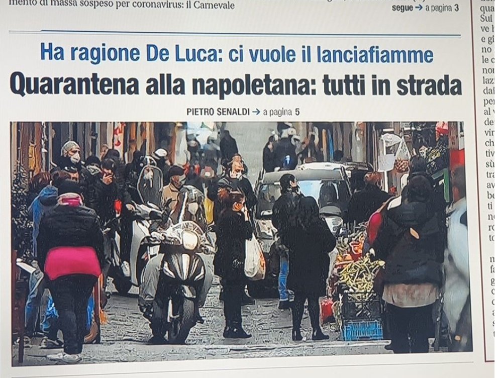 TolliVincenzo's tweet photo. #Libero oggi ci offre l'ennesima pagina del vergognoso e triste  #sputtanapoli nei giorni del #coronavirus

Milano, Torino, Parma, Genova, sono solo alcune delle città in cui non rispettano la #quarantena, ma parla solo di #Napoli

Non ci sono più aggettivi per #Feltri
Vergogna! https://t.co/JXUnTkcLUp