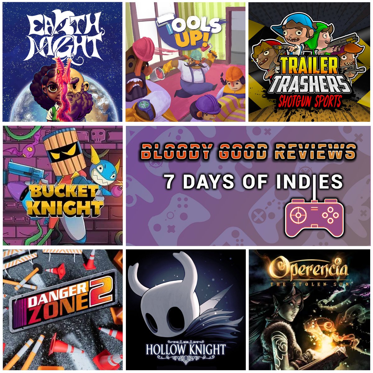 BloodyGoodRev's tweet photo. Welcome to April's #7DaysOfIndies #GiveAway!
Each day, a winner will be picked for one of these wonderful #IndieGames:
- Earthnight
- Tools Up!
- Trailer Trashers
- Bucket Knight
- Danger Zone 2
- Hollow Knight
- Operencia
RT & Enter here:
https://t.co/8heuoDXQaV https://t.co/YmNErZIQF3