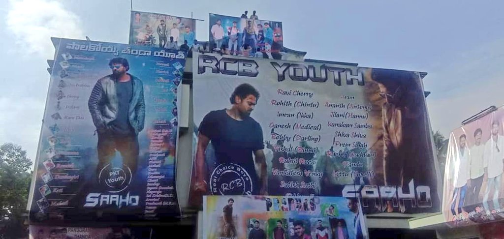 Palvancha ( Bhadradri District Telangana)  #Prabhas Fans Banners Mass..... Kapesaru Kadara Theater Ni   #NizamRebels  #saaho  #SaahoCelebrations