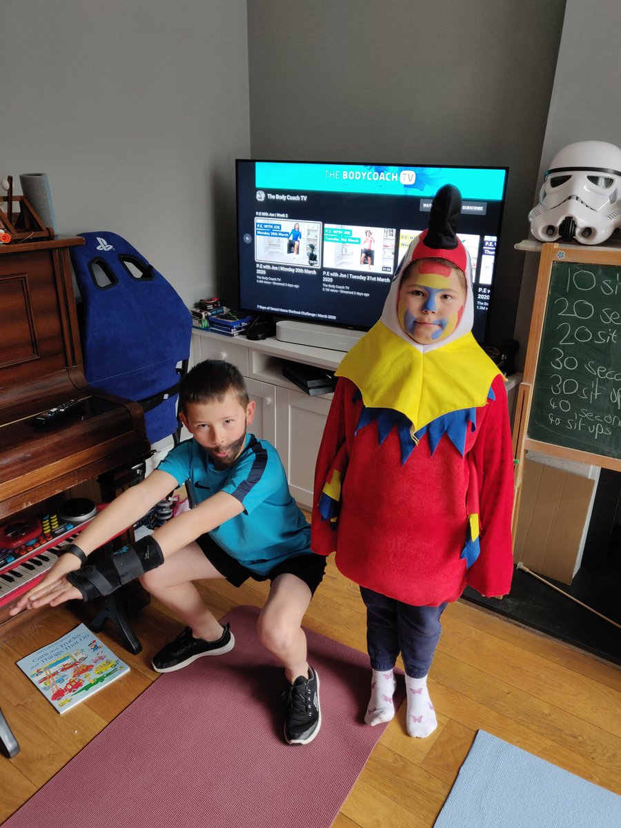 loan_victim's tweet photo. @thebodycoach Harry and Betsy in Bristol ready for fancy dress up Friday PE with Joe! https://t.co/vP2ztzGpOe