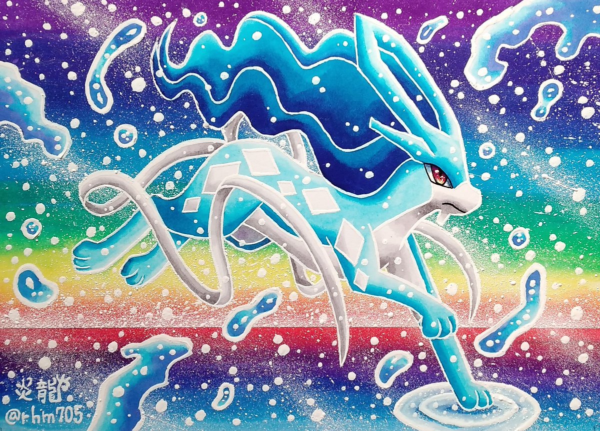 炎龍 Enryu 写真左から ピカチュウ フシギダネ ヒトカゲ ゼニガメ ミュウ 色違いフリーザー 色違いスイクン 色違いラティアス 色違いラティオス ポケモンを描く時に大好きな色違いにする率は何と95 以上 当社比 笑