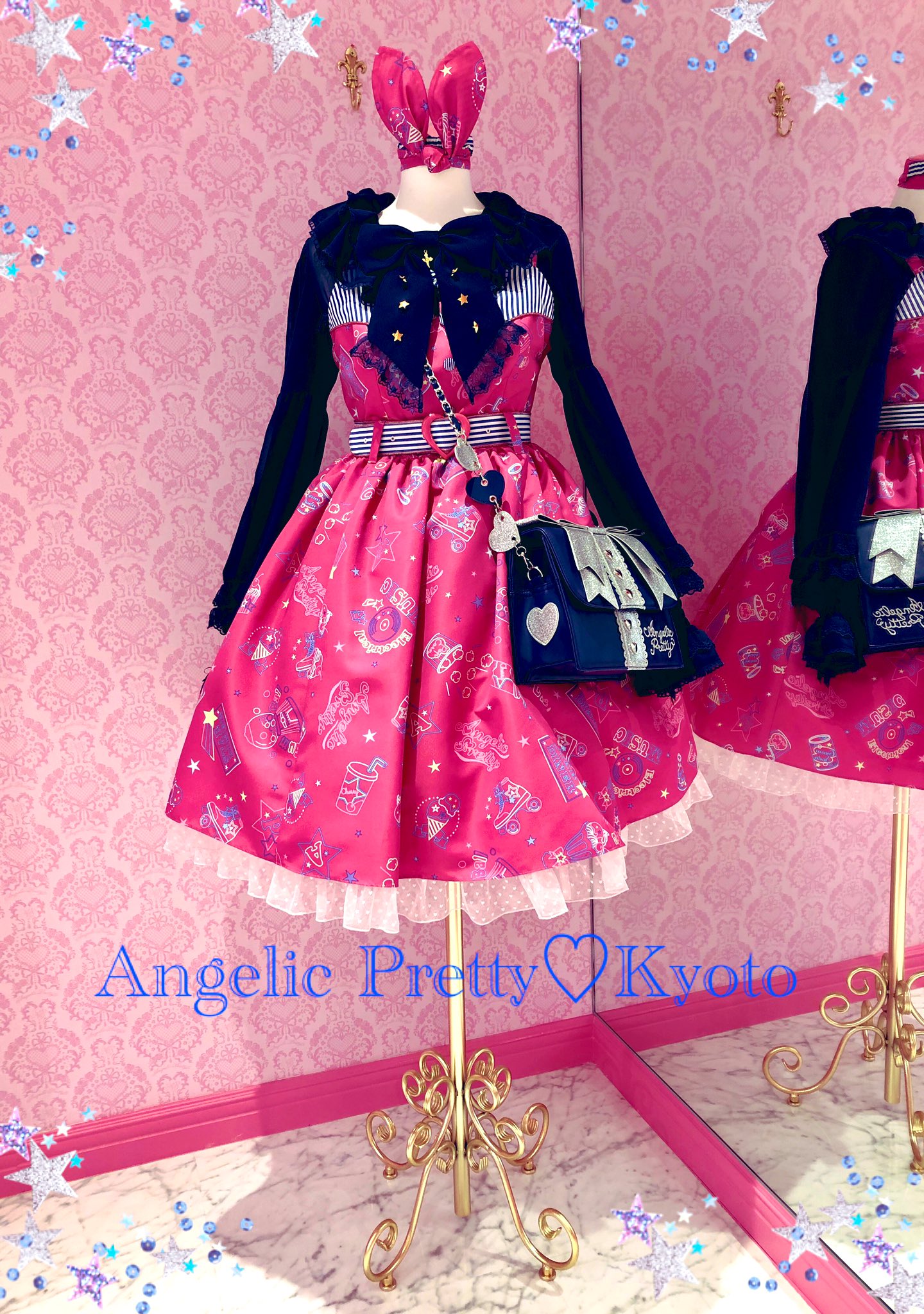 【最安値】angelic pretty neon star diner ピンク Neon Star Diner Skirt by Angelic Pretty