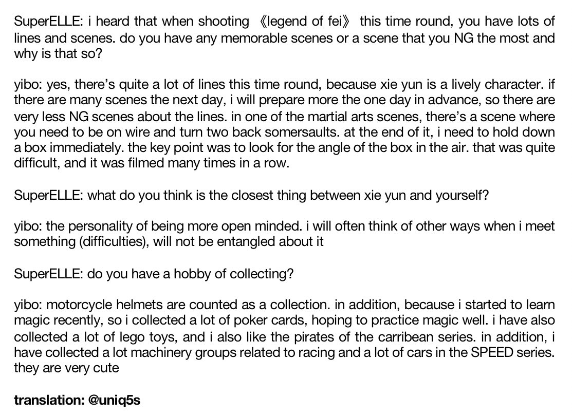 ③ wang yibo — question and answers— about legend of fei & NG scenes— xie yun and yibo— hobby of collecting— little animals— spending his day at home during the pandemic