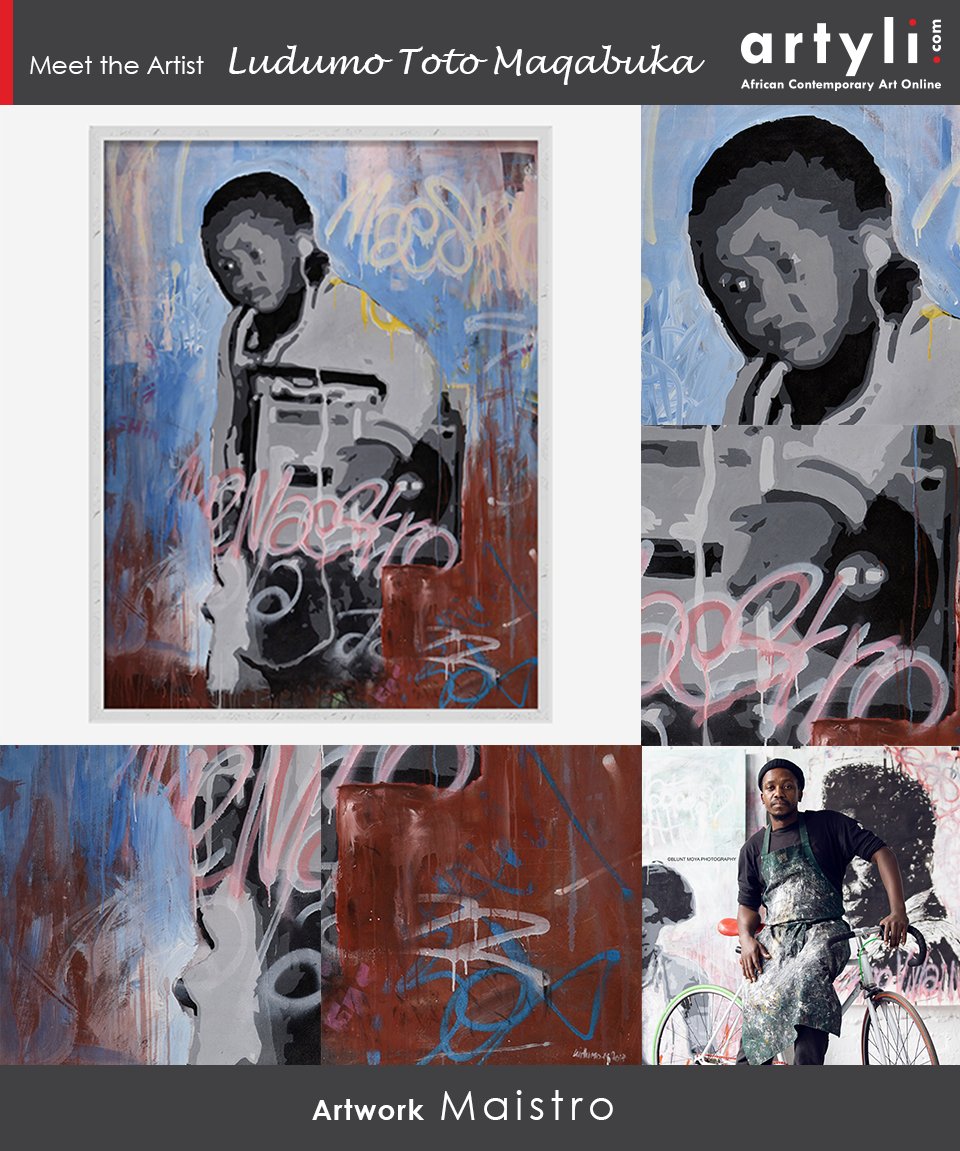 Artyli_com's tweet photo. Ludumo is an artist whose work is at the juncture of where contemporary street art meets everyday life in Africa, where the sound of music is present in every brushstroke.
https://t.co/e4BcrArTu8
#artyli #africanart #contemporaryafricanart #hiMonte #stayathome #flattenthecurve https://t.co/I2aN9TBN6N